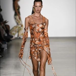 Kim Shui Mesh Print Dress With Gloves